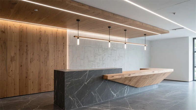 自然肌理融合智能科技，蕪湖3000平辦公室裝修設(shè)計效果