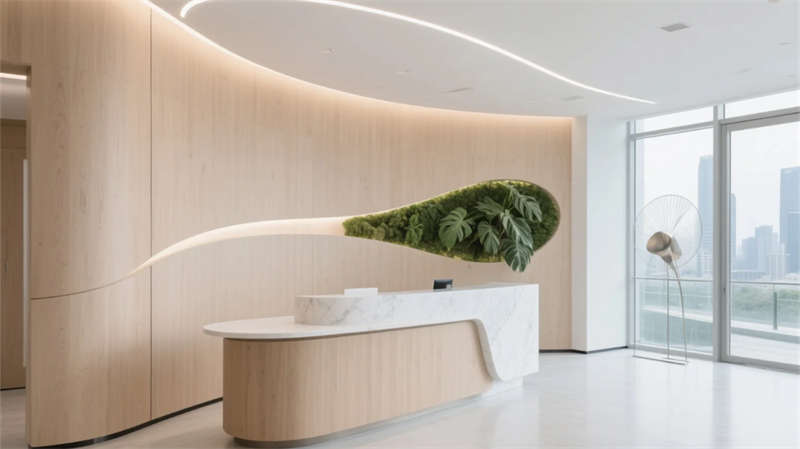 綠意簡約共生，4000平宿州辦公室裝修設(shè)計效果圖